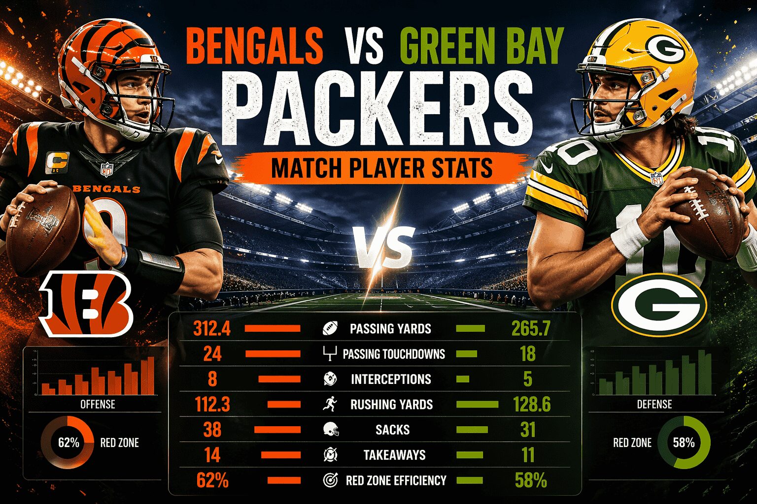 Bengals vs Green Bay Packers Match Player Stats