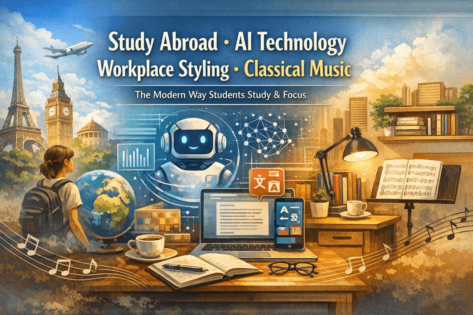study abroad ai technology workplace styling classical music